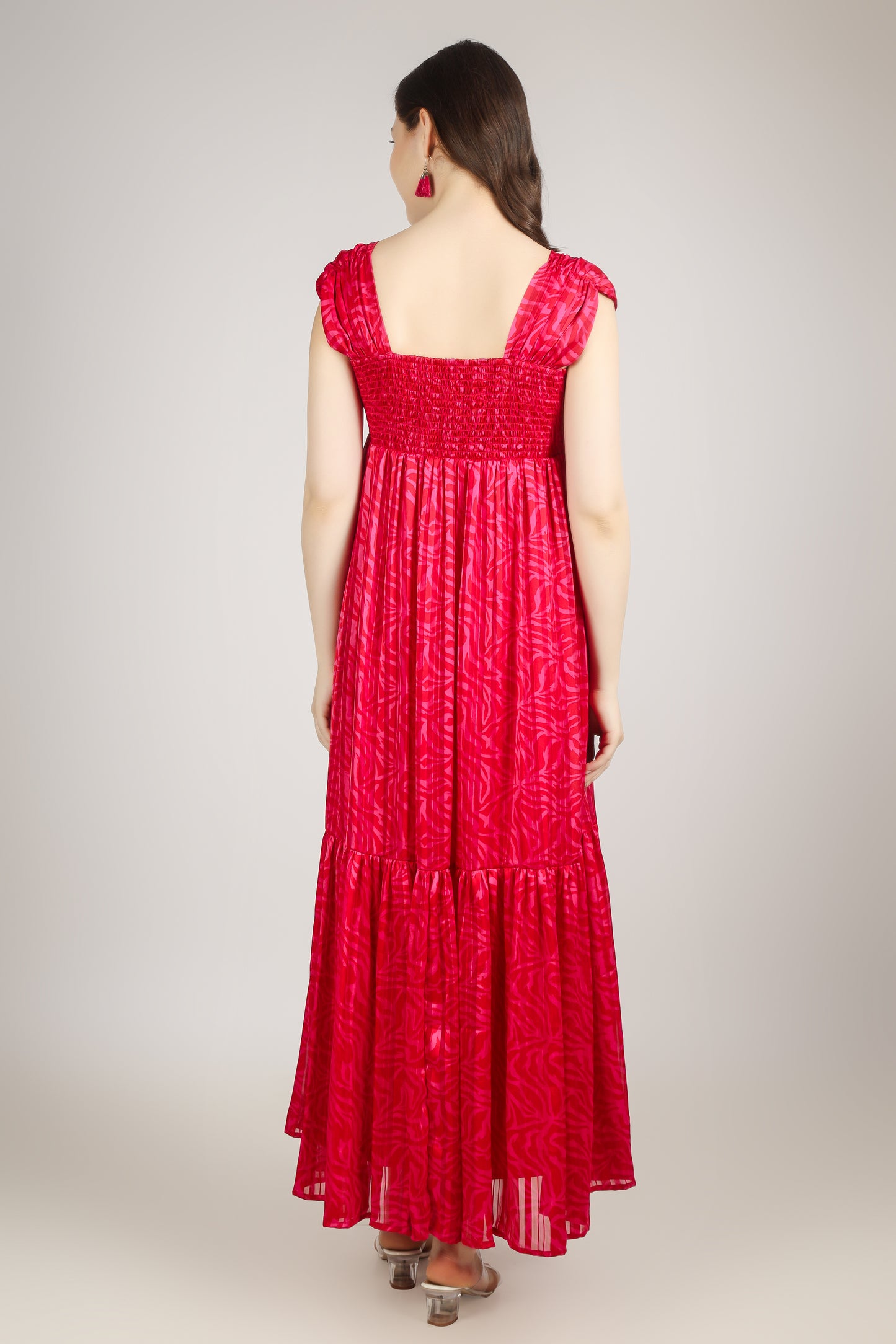 Vomendi Hot Pink Dress with Abstract Print