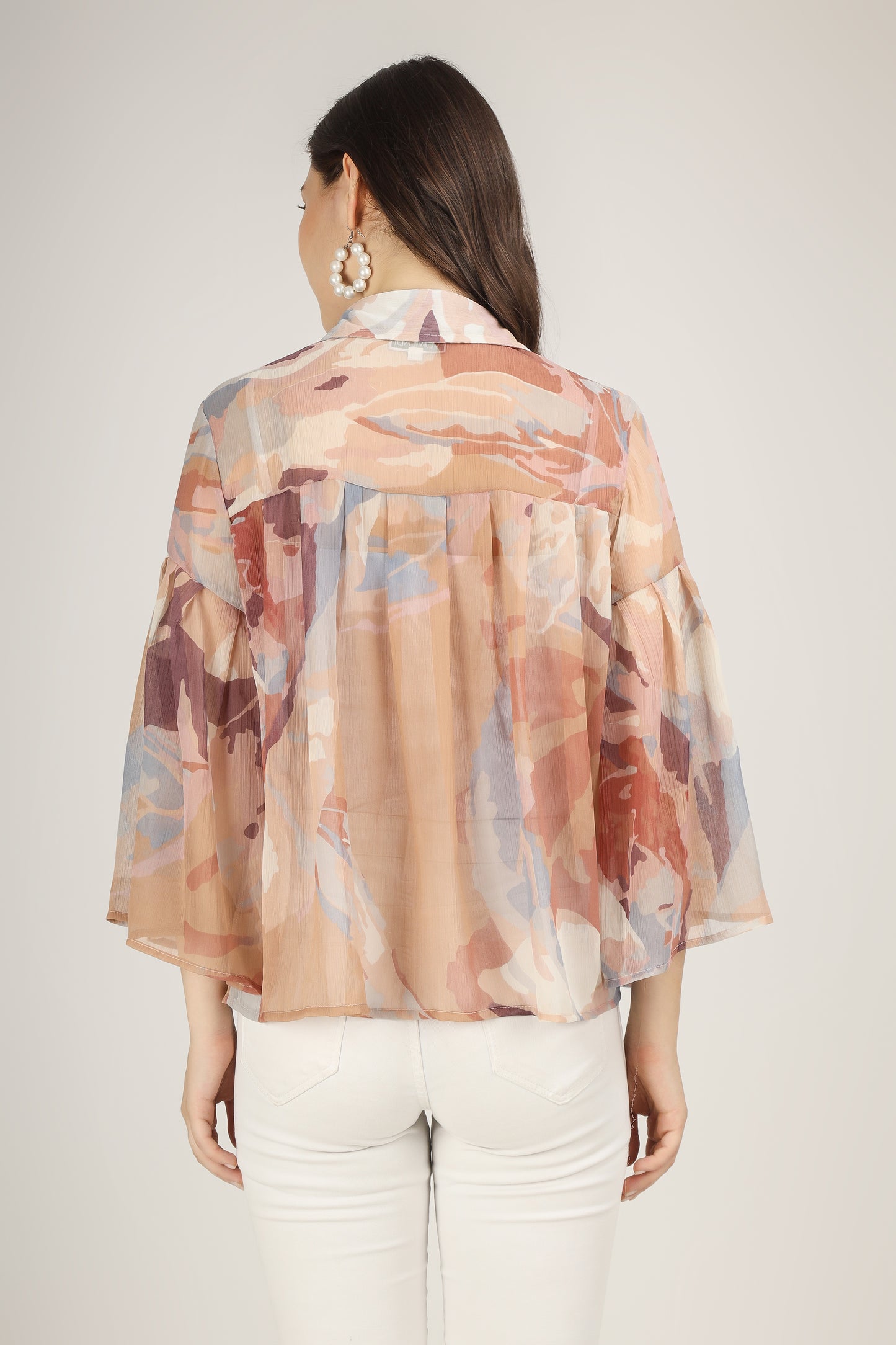Vomendi Abstract Print Top with Box Pleat