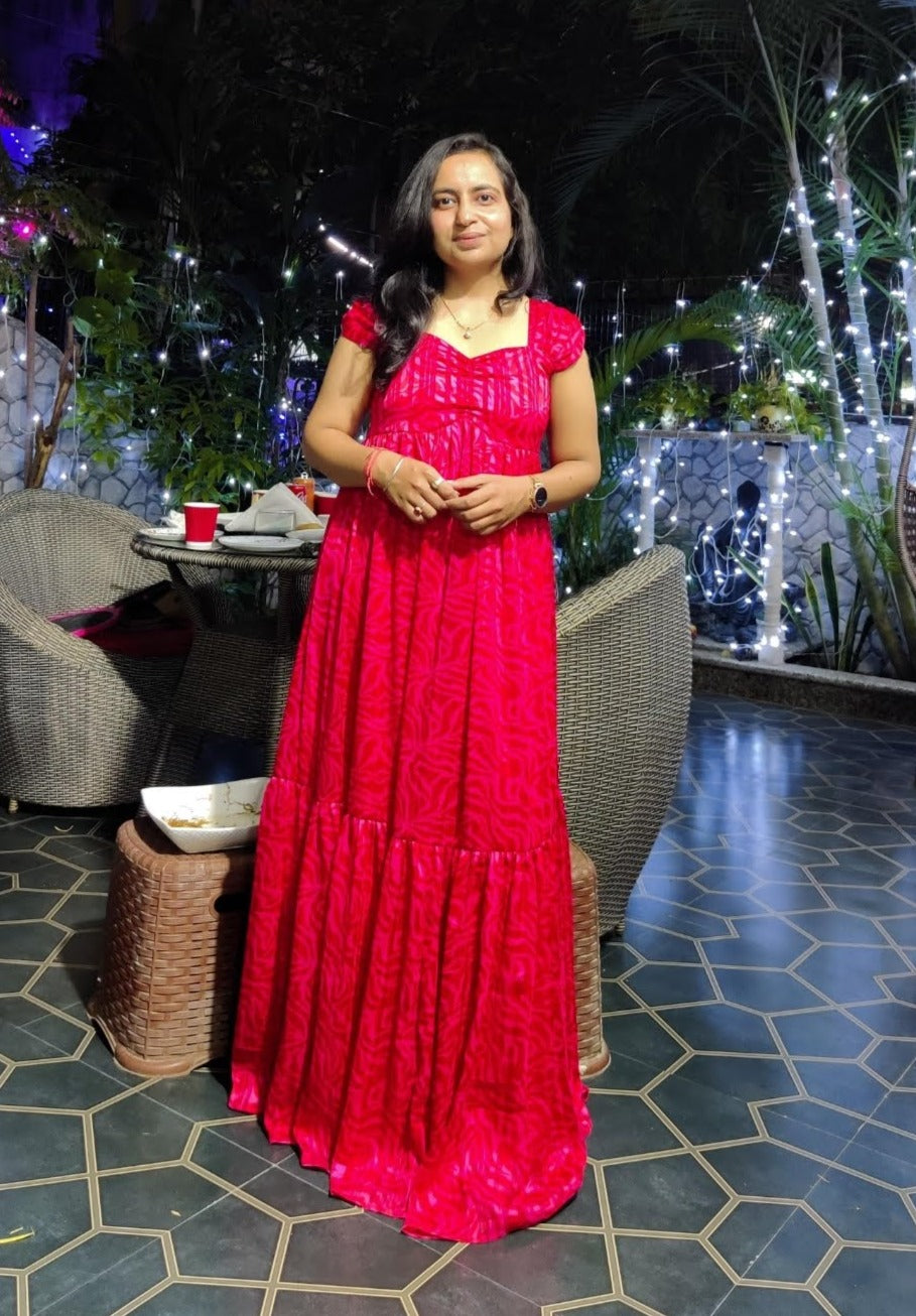 Vomendi Hot Pink Dress with Abstract Print